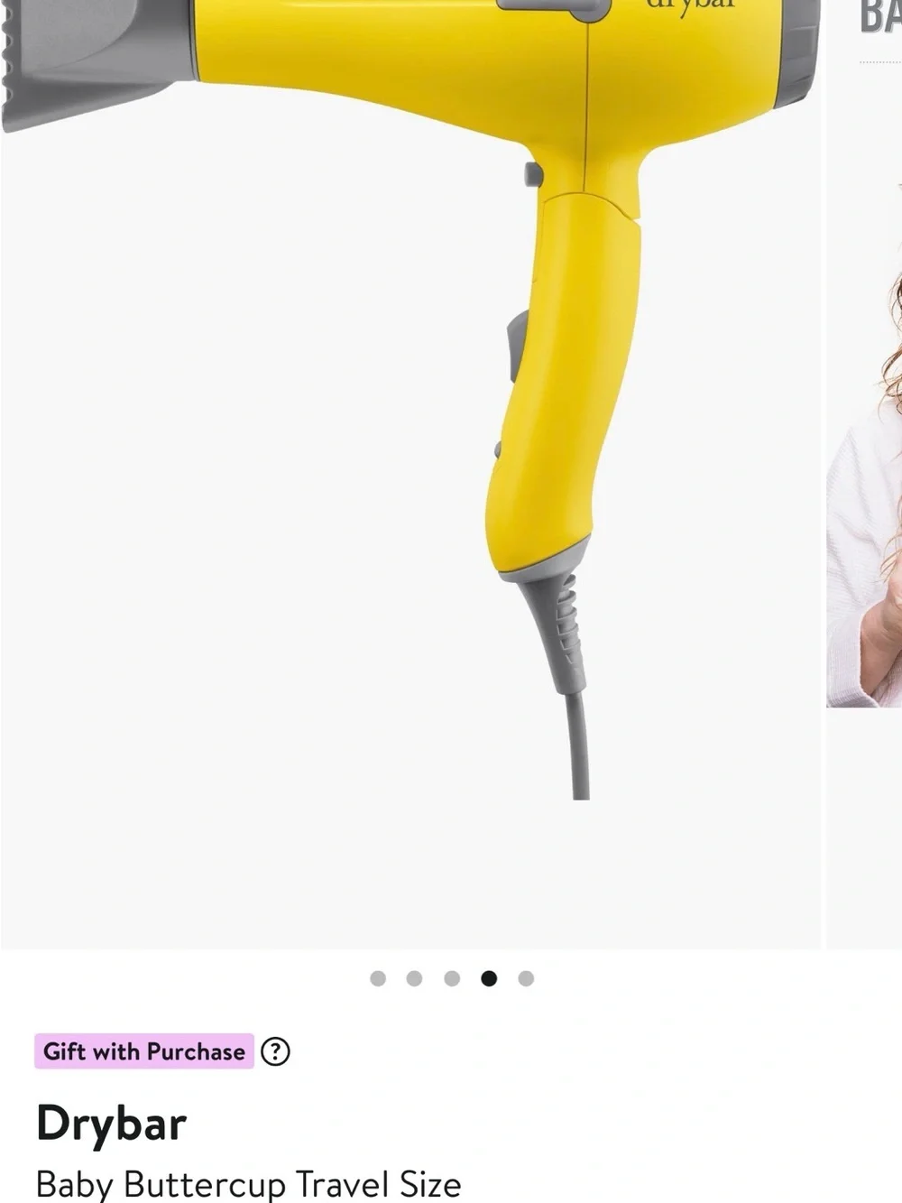 Drybar Yellow and Gray Foldable Travel Hair Dryer